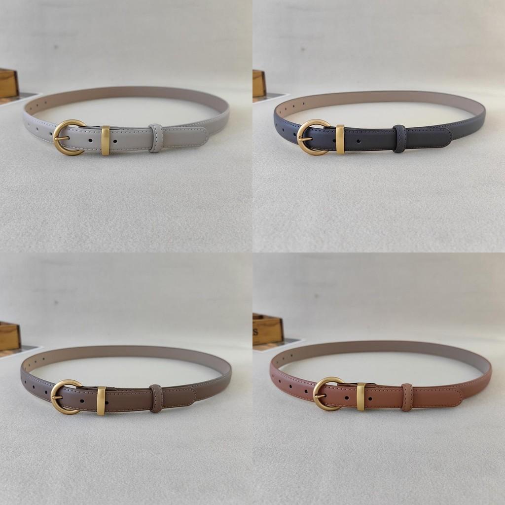 Simple Faux Leather Belt For Women With Goldtone Buckle And Vintage Style