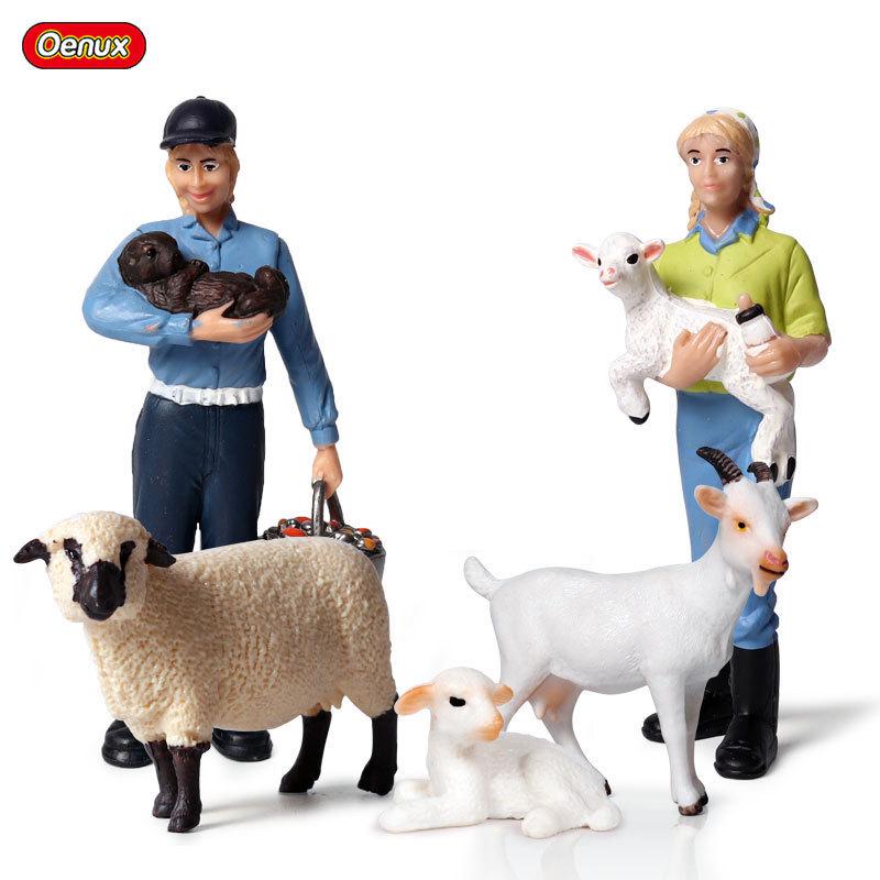 Farmer & Breeder Figure Set - Police Officer, Veterinarian, Plow Worker Toy Ornaments for Kids