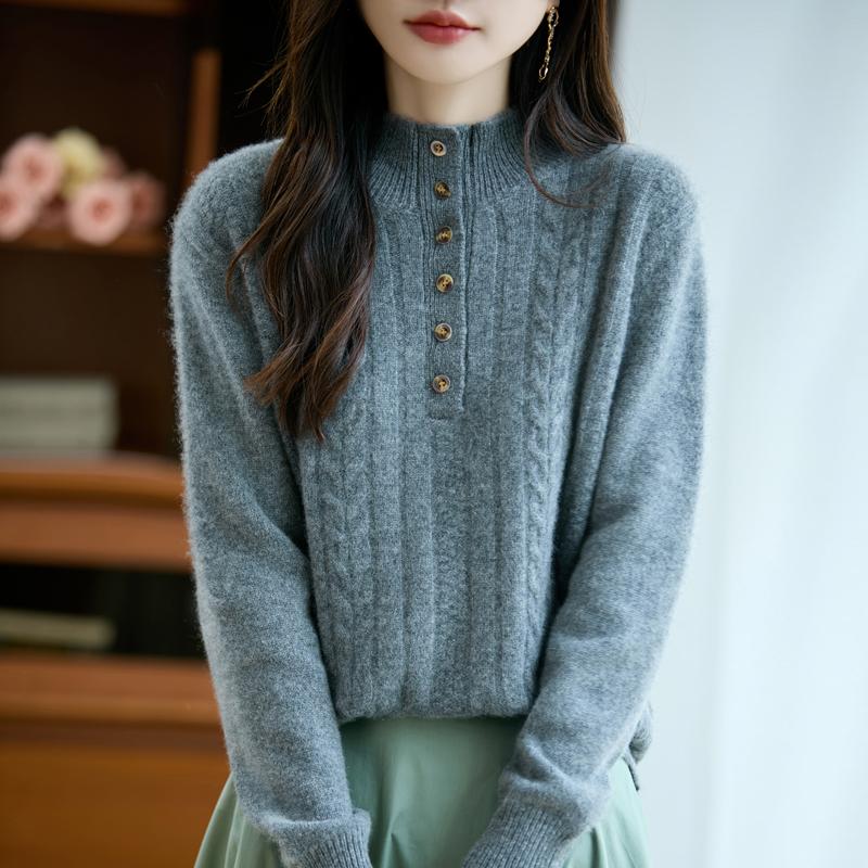 Women's Cashmere Sweater Qinghe Cashmere 30% Cashmere 70% Wool Autumn and Winter Pullover Warm and Fashionable