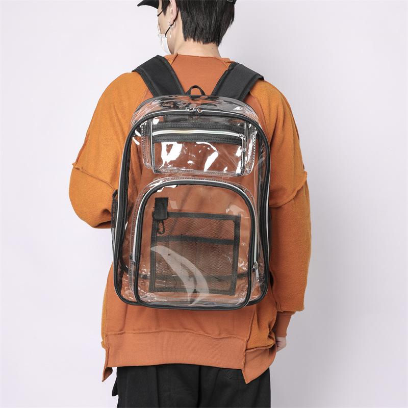 Schoolbag In Stock, PVC Backpacks, PVC Junior and Senior High School Exam Backpacks, PVC Beach Backpacks