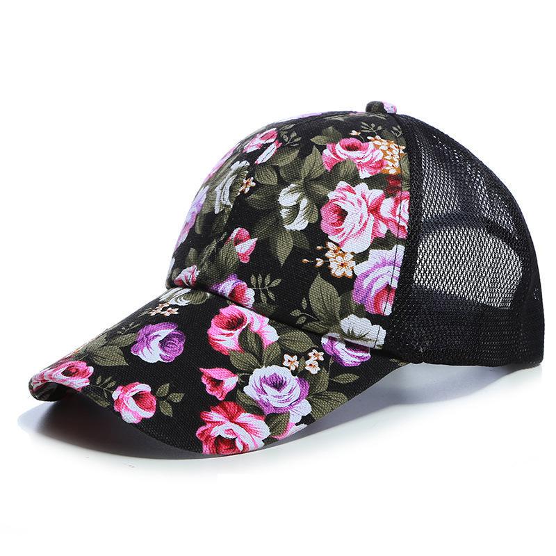 Mesh Cap Flower Baseball Cap Women Summer Snapback Hats For Women Adjustable Casual Outdoor Sport Casquette Sun Hat Female