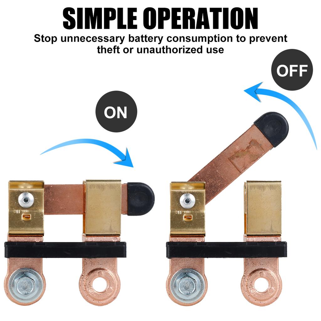 12V/24V Copper Battery Side Post Shut Off Blade Battery Disconnect Switch Switch Anti-Theft Battery Cut Off Switch for Boat Car