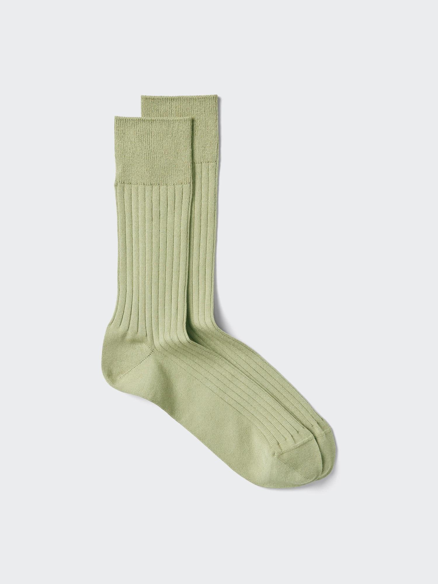 Uniqlo Men S Supima Cotton Blend SockS  Wide Rib 51 GREEN/MEN 26cm