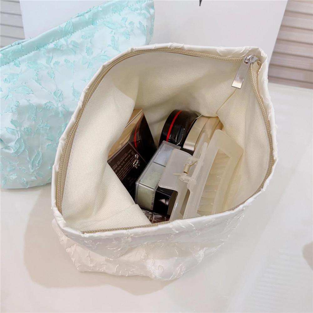Embossment Makeup Bag Zipper Cosmetic Pouch Large Travel Canvas Organizer Bag