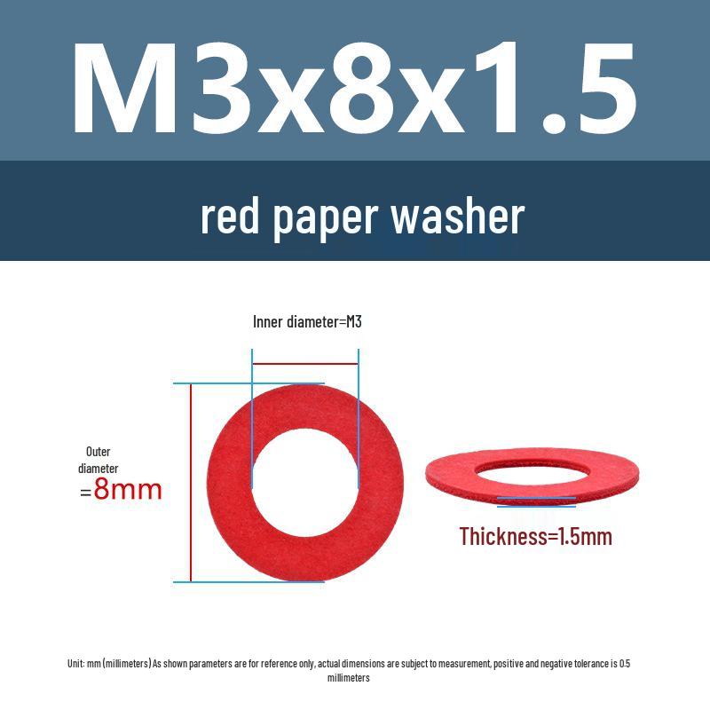 Yigu Red Mica Paper Washer Gasket M2-M20 Flat Washer