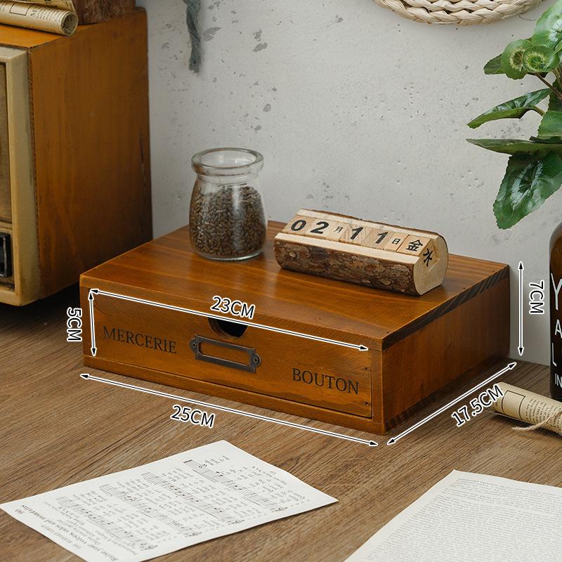 Wooden computer heightening rack office desktop storage organizing cabinet wooden box drawer cosmetic storage box wooden box