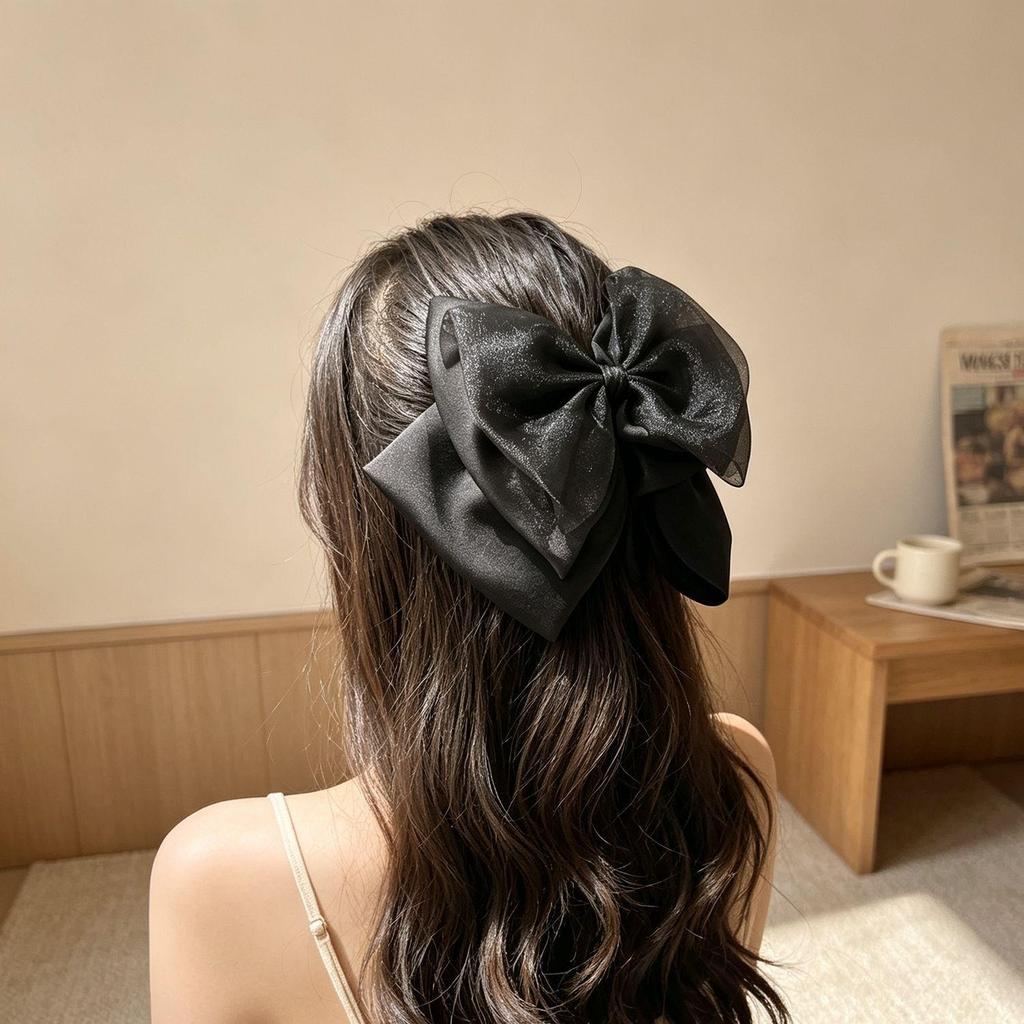 Polka Dot Bow Claw Clip: Elegant Women's Hair Accessory