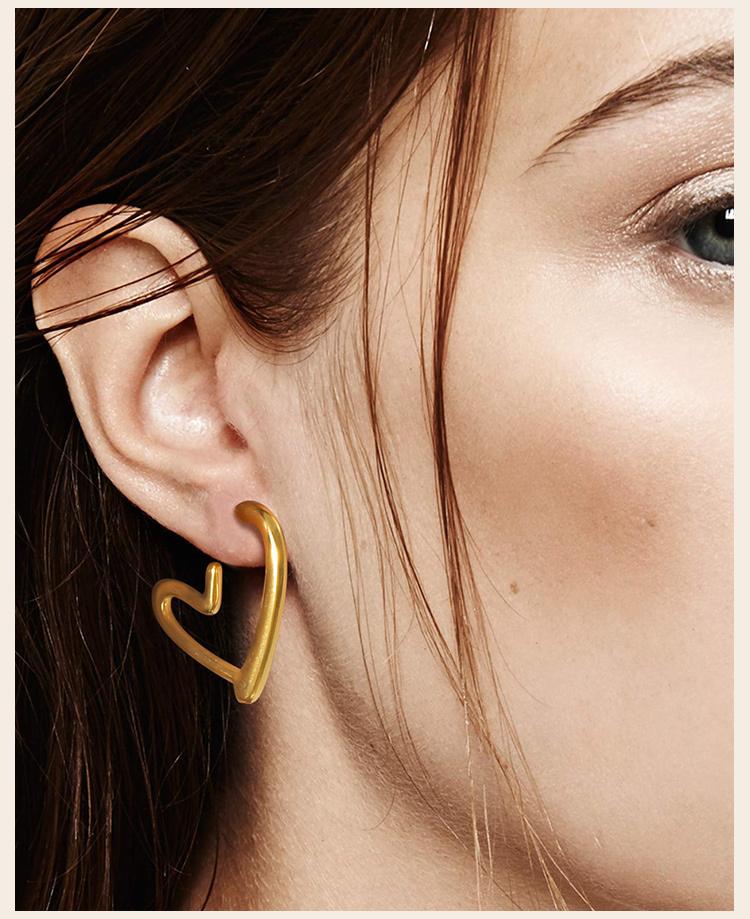 Chic Heart Earring, Stainless Steel Hoop Earring for Women Girls Hypoallergenic Jewelry