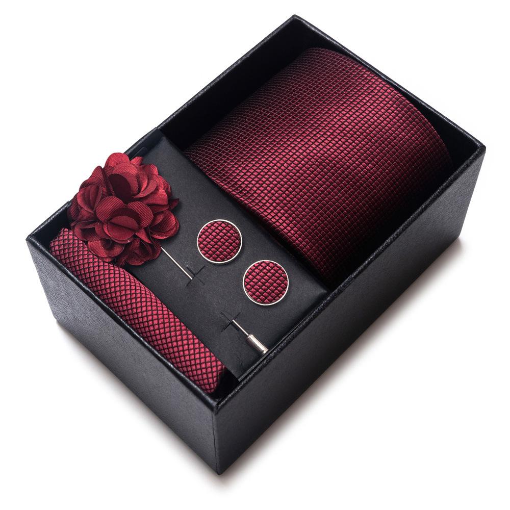 Tie Men'S Suit Accessories Cufflinks Square Scarf Corsage Tie Premium Suit Gift Box Packaging