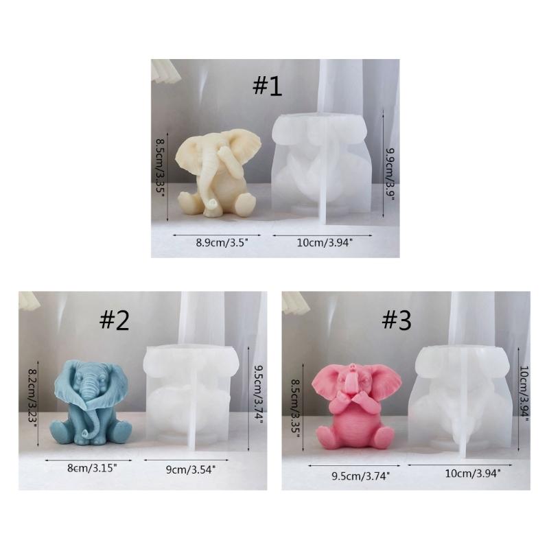 Silicone 3D Elephants Candle Molds Soap Resin Mould DIY Animal Aromatherapy Candle Mold Hand Craft for Home Party-Decor
