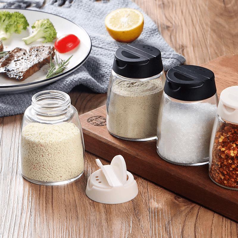 Multifunctional Glass Seasoning Jar for Salt & Pepper with Toothpick Holder