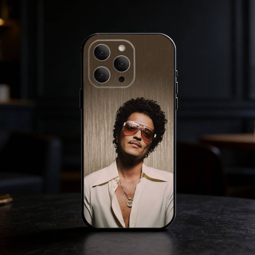 Singer B-Bruno Mars Phone Case For iPhone 17,16,15,14,13,12,11 Plus,Pro,Max,Mini Silicone black Soft Cover