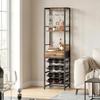 Wine Bar Cabinet with Drawer, Industrial Bar Cabinet, Wine Rack for 12 Bottles, Glass Holder, Rustic Brown