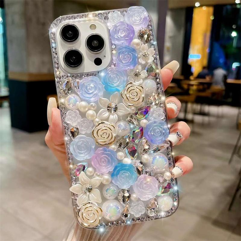 Luxury Fashion Laser Colorful Flower Telefonveske For iPhone 15 14 13 12 11 Pro Max X XS XR XS Max 8 7 Plus SE 2020 Støtsikkert deksel