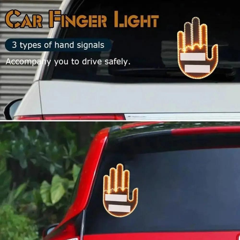 Lustiges Auto-Fingerlicht mit Fernbedienung Road Rage Zeichen Geste Auto Mittelfinger Warnung Bremslicht Coole Fahrzeuginnenraumleuchten