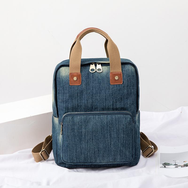 Mode Denim Rugzak voor Vrouwen Grote Capaciteit Cowboy Katoen Reistas Schoolrugzak donkerblauwe kleur