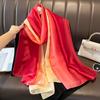 Gradient Silk Scarves Women Luxury Brand Hijab Scarf Foulard Femme Shawls Wraps Silk Bandana Head Scarf Hijab Beach Poncho