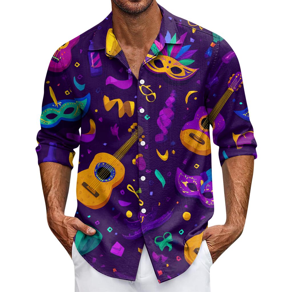 Męska koszula codzienna zapinana na guziki z długim rękawem