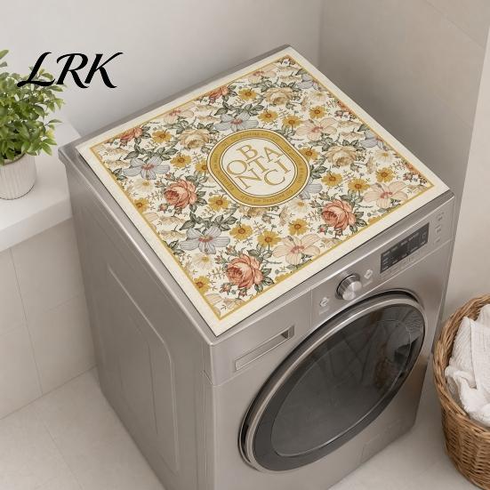 Washing Machine Surface Guard Washer Top Protector Mat, Dryer Cover, Flowers or Marble Protective Pad Pattern, Non-Slip Highly Absorbent Mat
