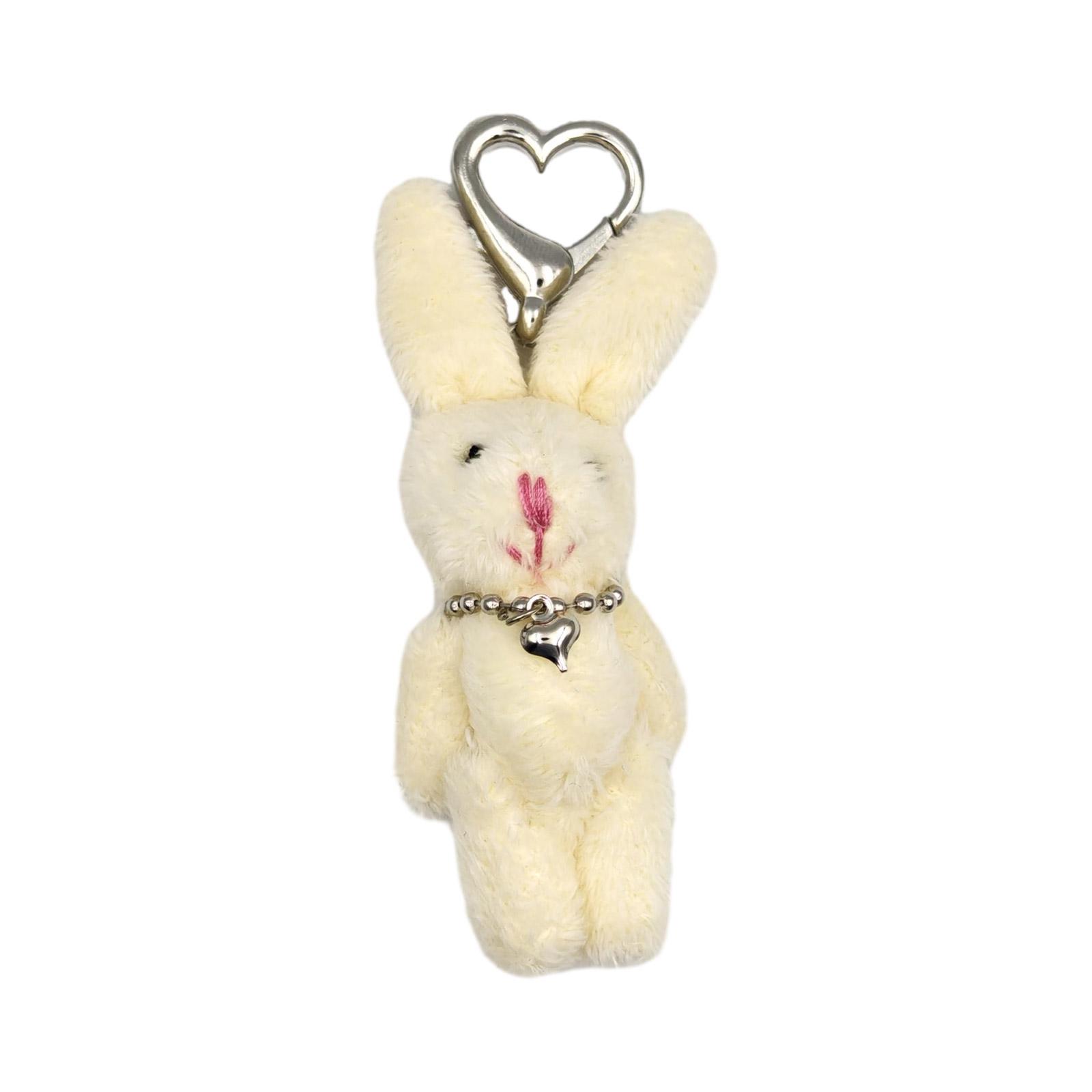 

Mini Plush Rabbit Keychain Cute Y2K Pendant Keyring Hanging Ornament Keys Holder Backpack Handbag Charm Gift for Girls 1 бежевый