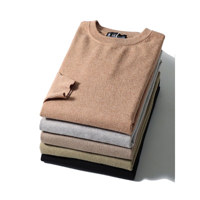 round Neck Thin Bottoming Sweater Men's Autumn and Winter Warm Inner wear Sweater Foreign Trade Men's All-Matching Angora Knit
