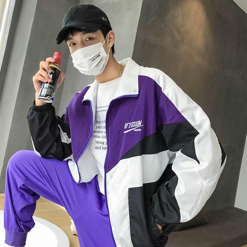 

2025 Men s Pique Cool Jacket: Hong Kong, Harajuku & Korean Inspired Loose Fit for Spring & Autumn L фіолетовий