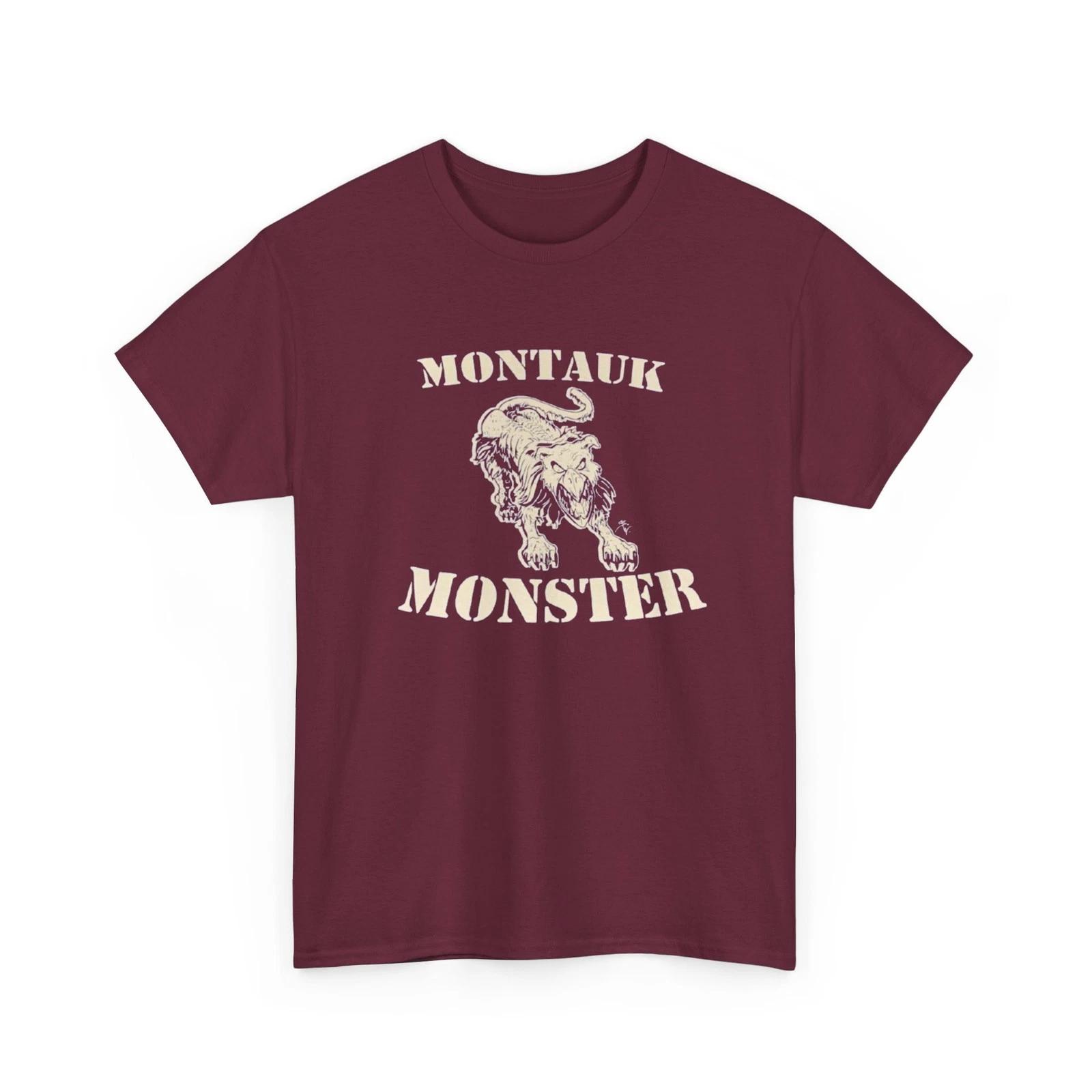 Cryptid Montauk Monster Printed T shirt Mythical Legend Creature Collectible S