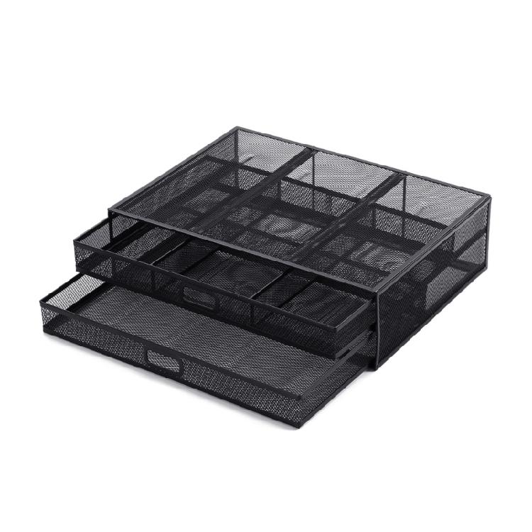 Metal Mesh Computer Monitor Stand Monitor Stand with Storage Drawers for Office 1