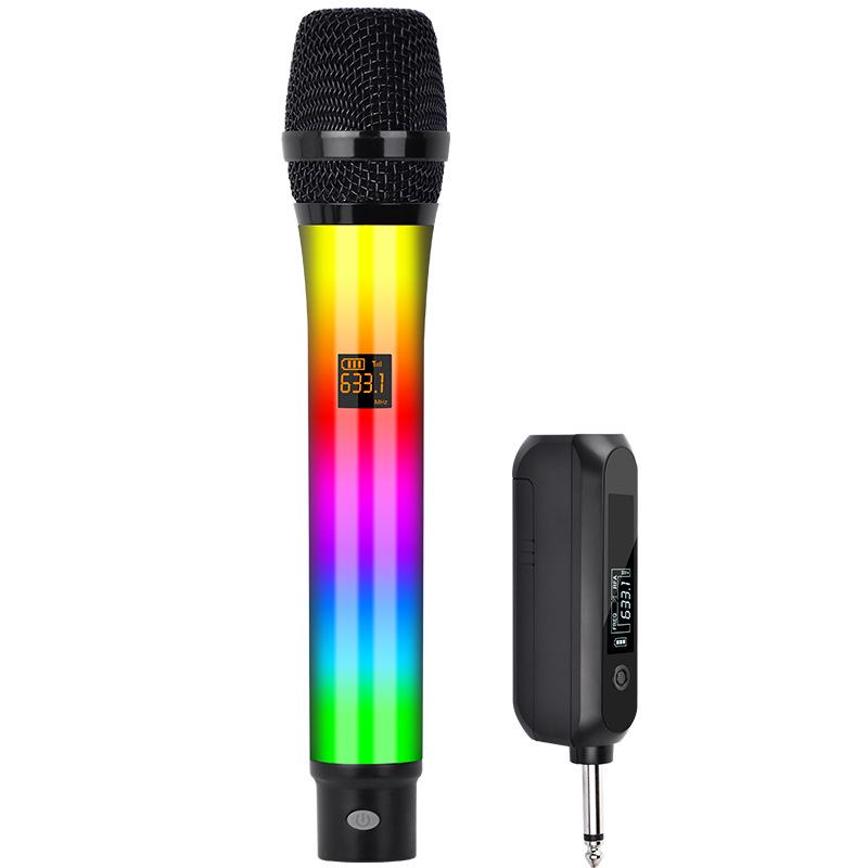 

Wireless RGB Microphone with 2.4G Anti-Interference for Singing and Flashing Lights