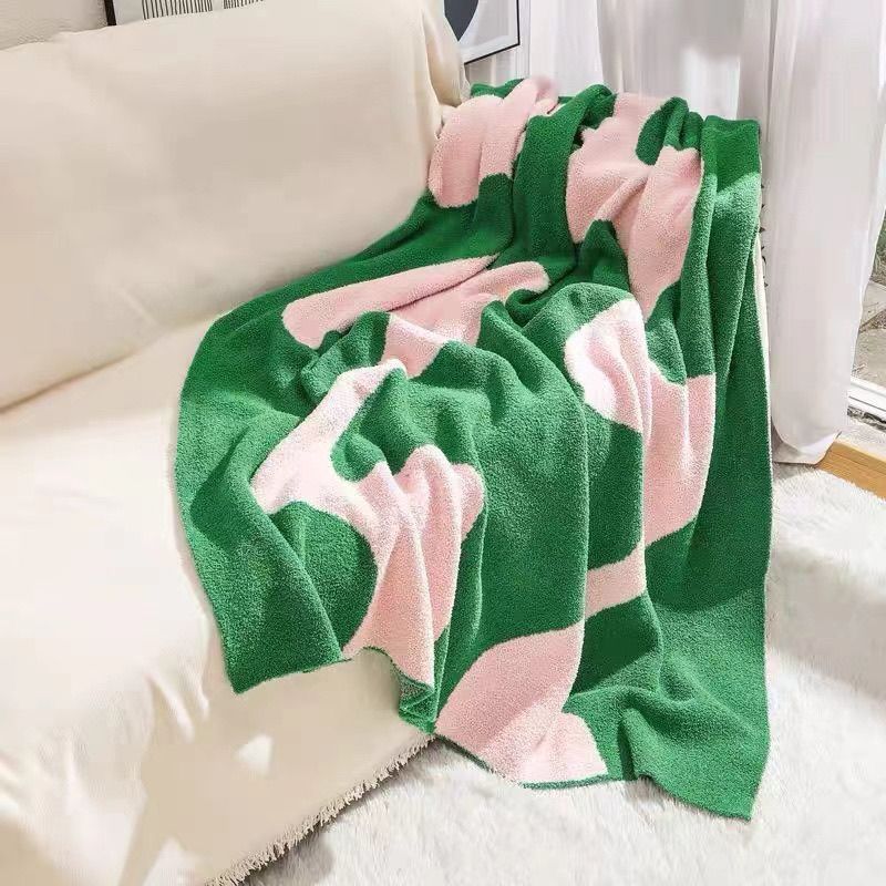 Nordic Knitted Half-Fleece Throw Blanket - Dopamine Sofa Cover for Office AC Naps (Single Size)