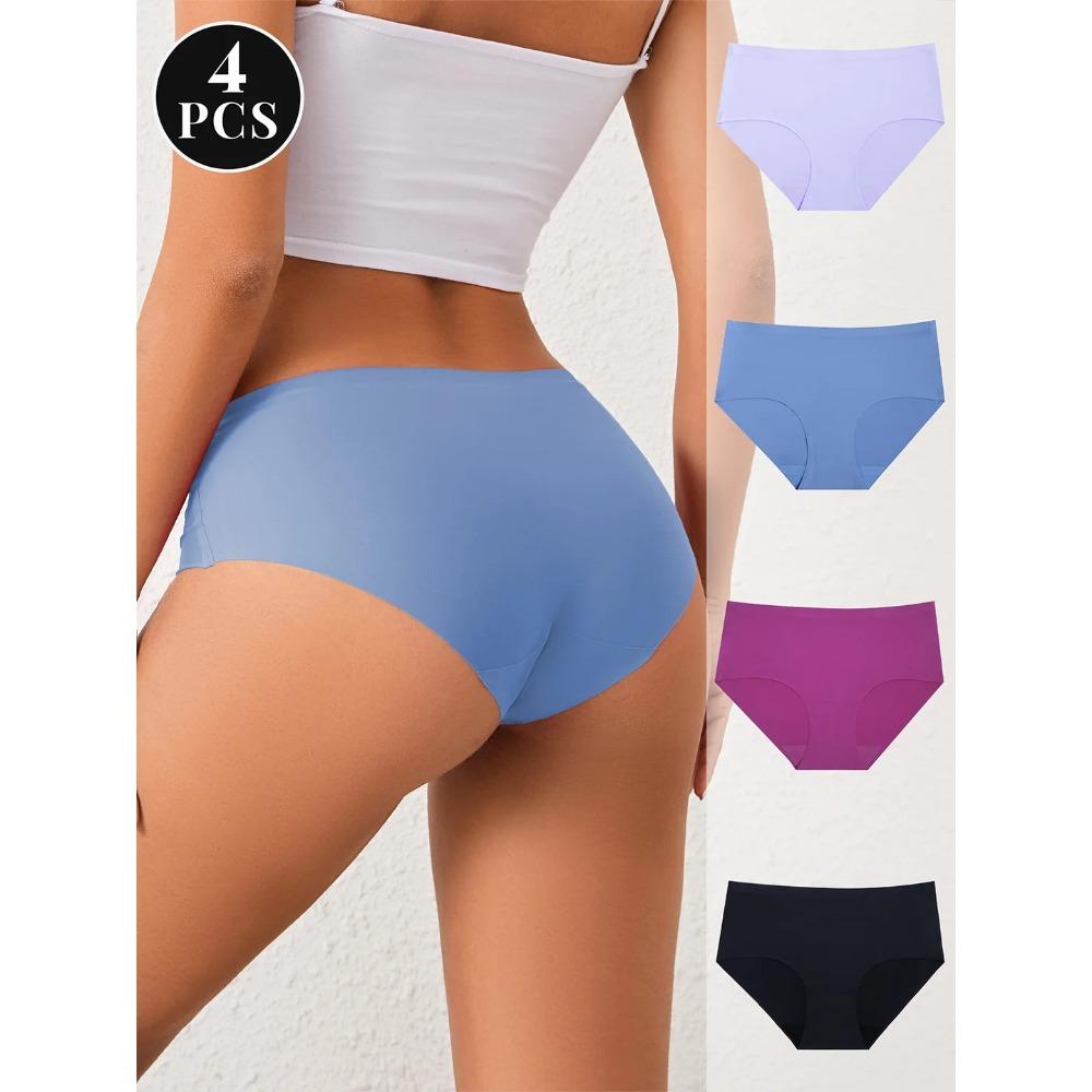 4 Pack Breathable Bikini Briefs Set, Comfortable Panties Daily Wear, Women's Underwear & Lingerie