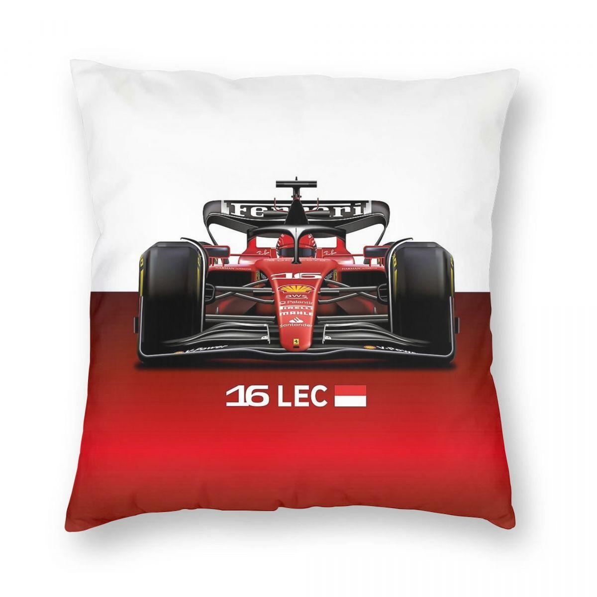 

Шарль Леклер Гоночный автомобиль Формулы-1 Квадратная наволочка Полиэстер Лен Бархат Креативный Декор на молнии Чехол для диванной подушки 45x45 12x12Inch
