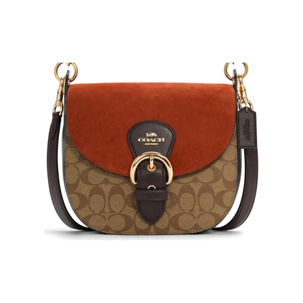Coach Kleo 23 Classic Monogram Leather Pvc Saddle Bag Women Handbags Terracotta C5692-IME7V