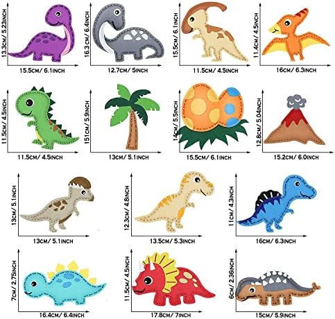 Allazone Dinosaur DIY Felt Sewing Kit, 14 Animal Shapes Felt Craft Kits for Kids, Educational Sewing Starter Kit for Beginners