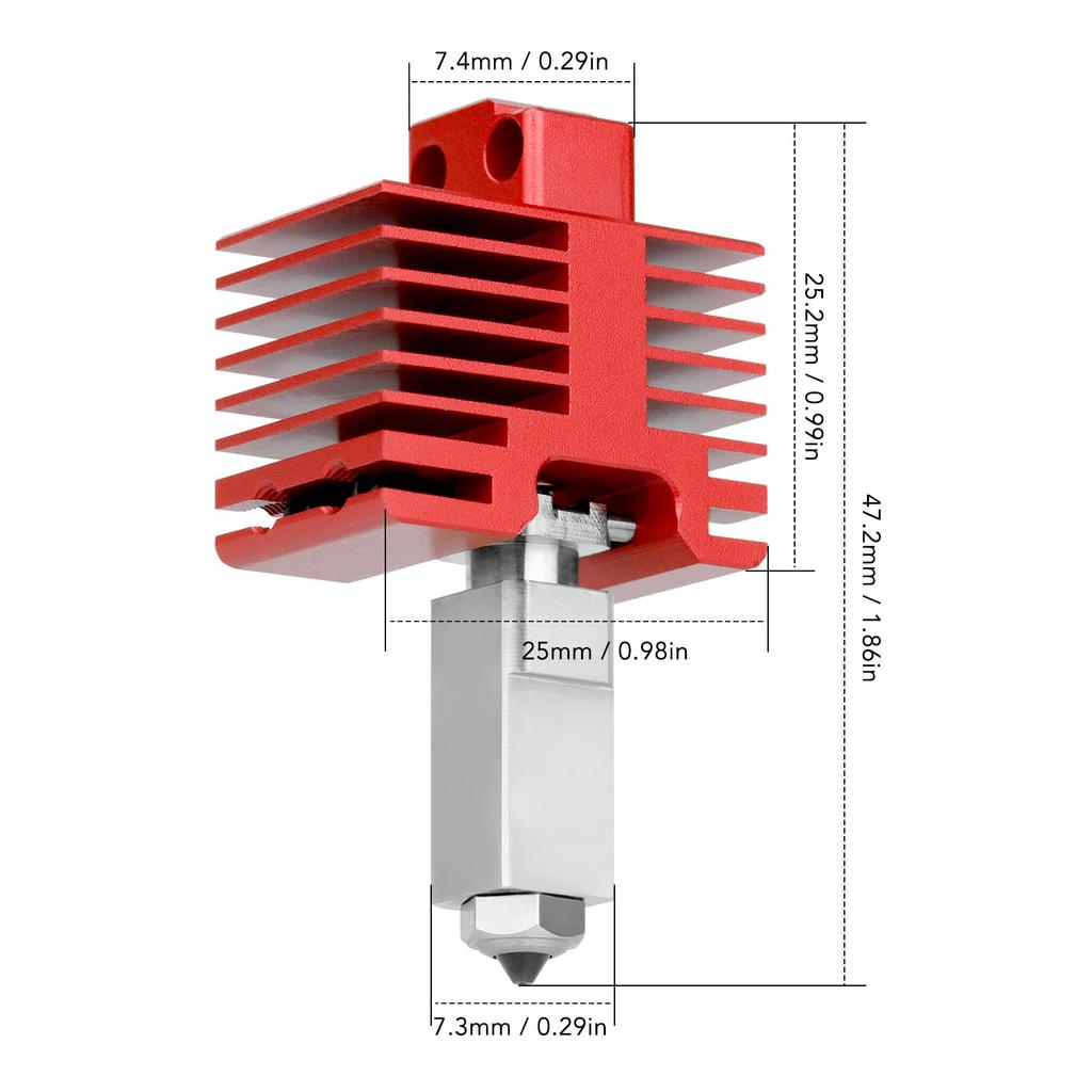 3D Printer Hotend Kit 0.4mm Quick Swap Nozzle 60W Ceramic Heating Hotend Kit with 0.2mm Nozzle for X1C