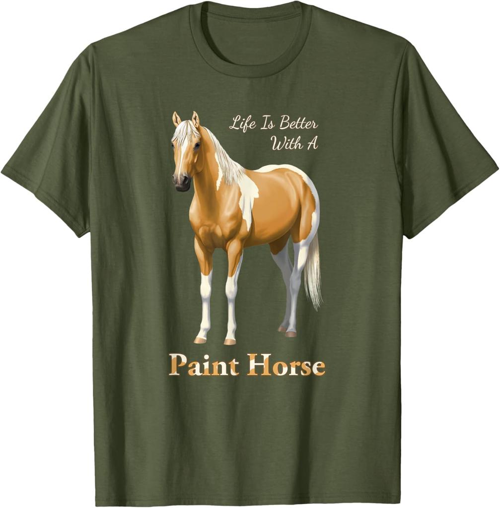 Tričko Paint Horse s grafikou Palomino Pinto, ležérní, bavlněné