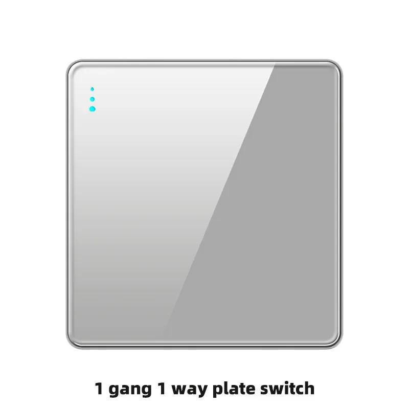 Deluxe Grey Tempered Glass Panel UK 13A Plug Electrical Socket, Double 5 Pin Socket and Switch, EU Universal USB C Wall Socket