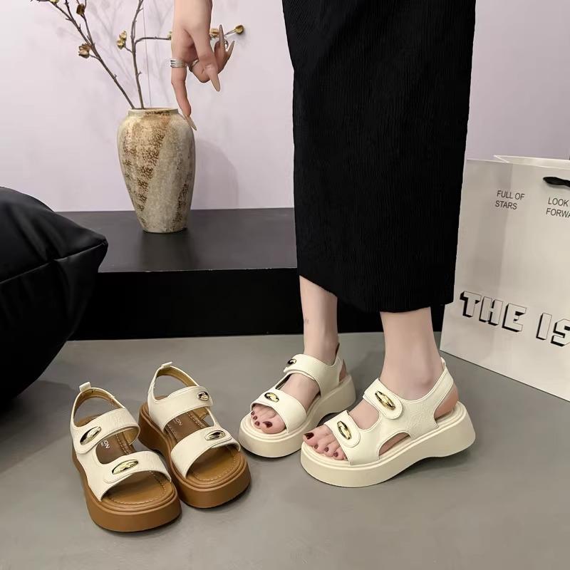 Velcro Platform Roman Sandals Women's Summer 2025 New Casual Sports Sandals with Skirts Seaside Beach Shoes