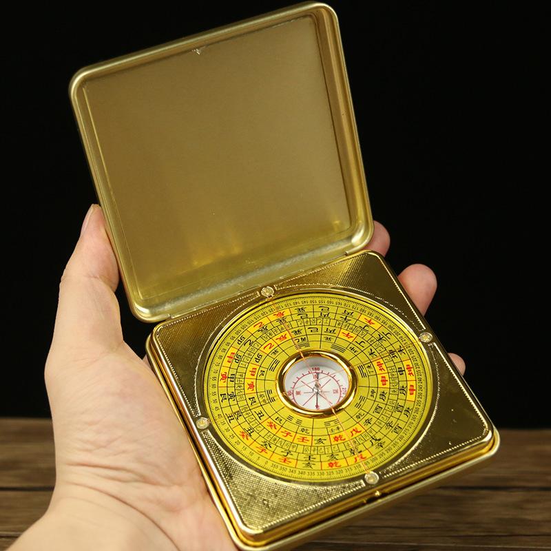 Open-top Compass Feng Shui Plate, Portable Compass Instrument, High-precision Alloy with Cover, Alloy Compass Feng Shui Plate