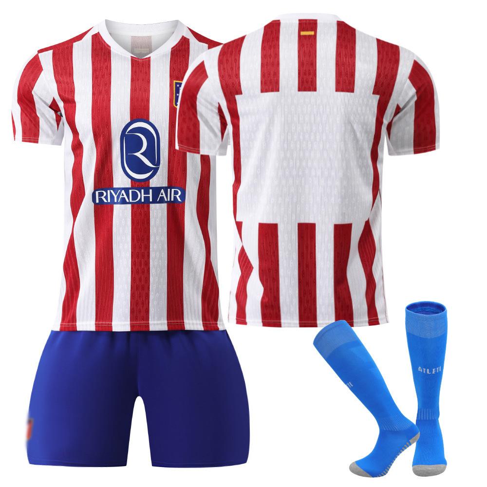 Football training jersey 25-26 Atletico Madrid home court No. 7 Griezmann jersey children s football jersey set No. 19 Al 16