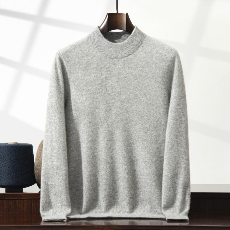 Cashmere shirt semi-turtleneck sweater solid color long-sleeved inner with wool knitting