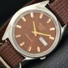 POUŽITÉ VINTAGE SEIKO 5 AUTOMATICKÉ JAPONSKO PÁNSKÉ DEN/DATUM HNĚDÝ CIferník HODINKY a433862-2 R119-a433862