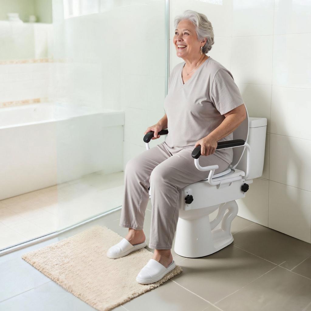 VEVOR Raised Toilet Seat with Arms, 136.1 Kg Load Capacity, 3-Level Adjustable Height