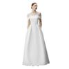 Korean Version of One-word Shoulder Light Wedding Dress 1011 New Temperament Long French Simple Bride Welcome Satin Wedding Dress
