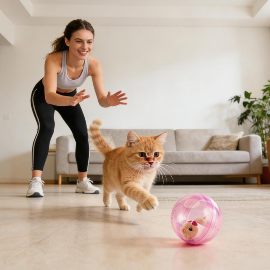 Interaktives Plüschtier Automatischer rollender Ball Hamster Realistisches elektrisches Haustier für Katze Hund Kaninchen Kind Mädchen Junge Haus Spielzimmer