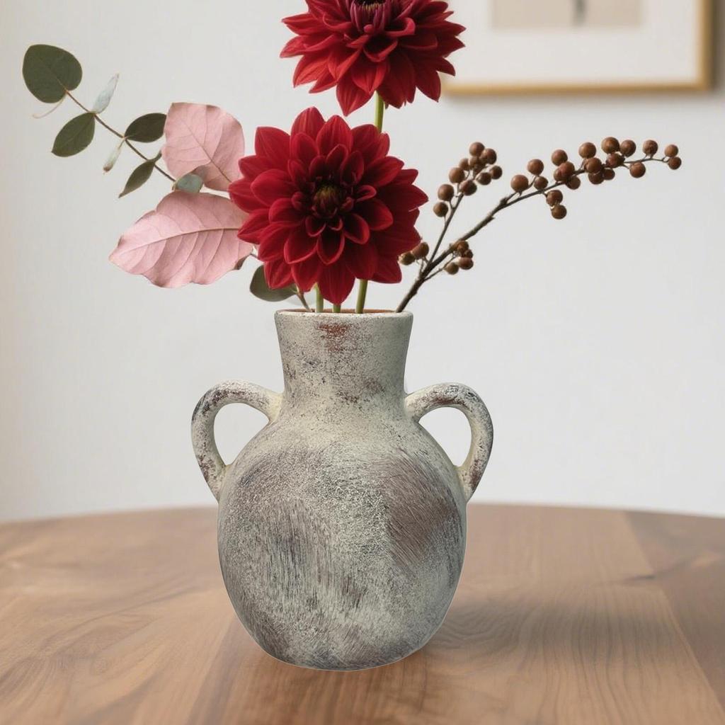 Rustic Ceramic Vase Wabi Sabi Pot Bud Vase Display Boho Decorative Decors Plant Holder for Office Living Room Desktop Party