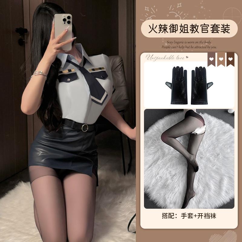 Xianyi Erotic Underwear Pure Desire To Wrap Buttocks Stewardess Uniform Large Size Seduction Policewoman Sexy Suit Nightclub Clothes 598