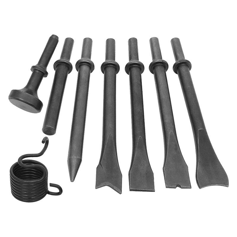A84E-8 Pcs Air Chisel Head Set Pneumatic Chisel Air Hammer Punch Chipping Tool Pneumatic Chisel Air Hamme Cutting Rusting