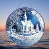 Wooden Round Wall Art Christmas Wreath Sign Winter Church Peace Home Decor Gift 18x18cm