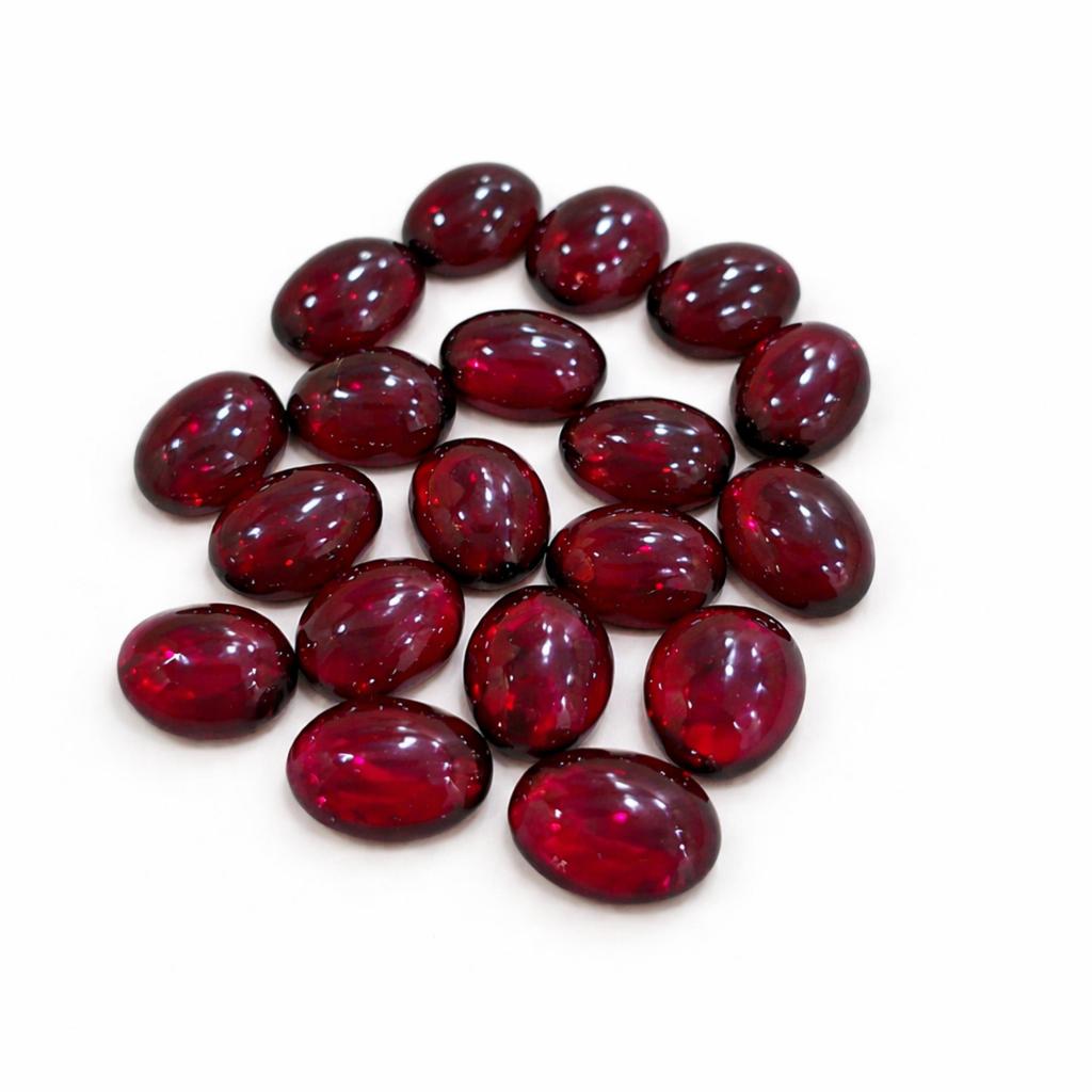 Red Garnet Oval Cabochons, Smooth Polished Gemstones for Custom Jewelry Making
